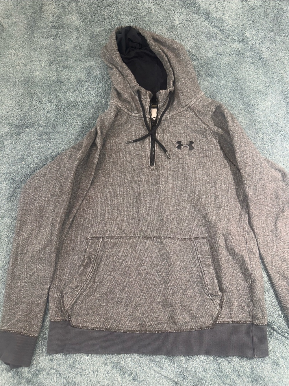 Under Armour Men’s Heather Gray Quarter-Zip Hooded Sweatshirt